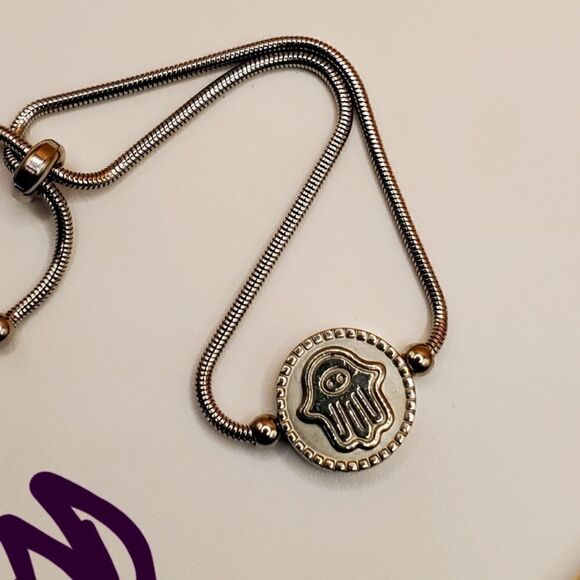 Titanium Silver Tennis Bracelet - Open Palm Friendship - Women's Jewelry - Picture 2 of 4